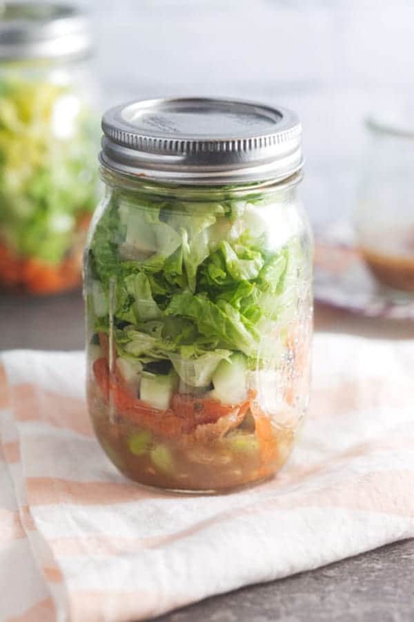 ginger miso salad in a jar