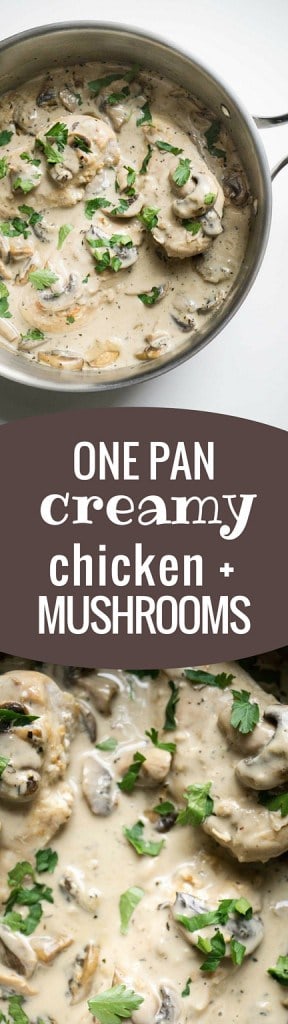One Pan Creamy Chicken and Mushrooms