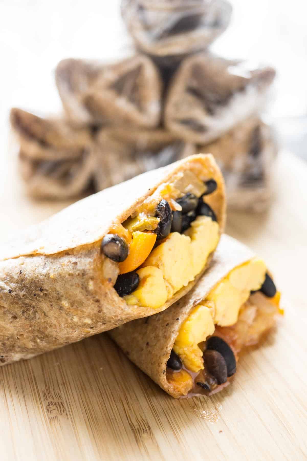 black bean salsa egg burritos