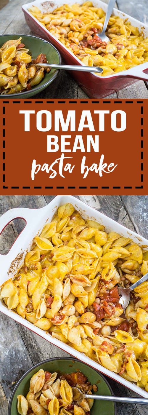 tomato bean pasta bake