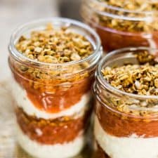 rhubarb parfait with sunflower seed granola