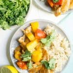 spicy pork with mango and rice