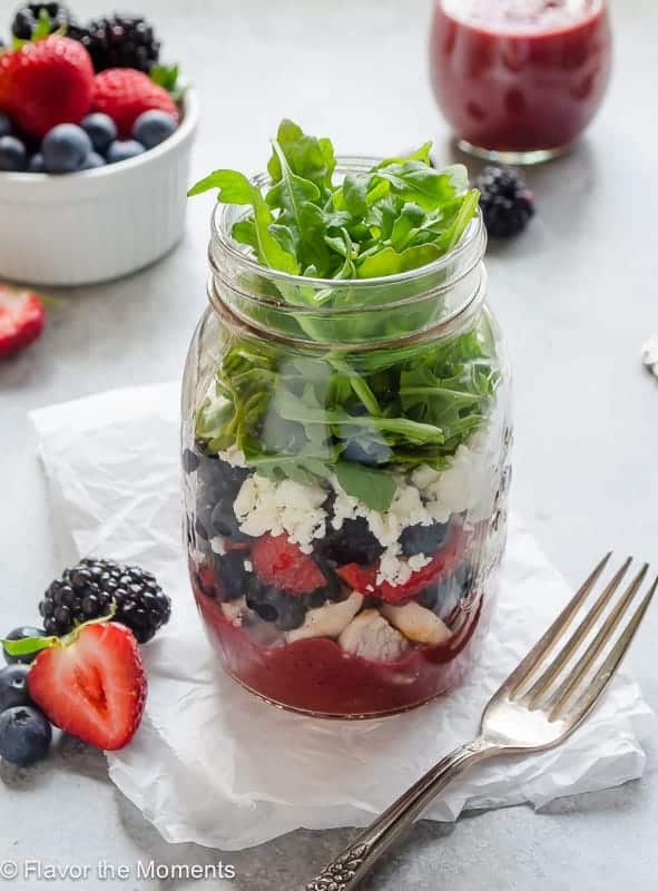 mixed berry salad in a jar