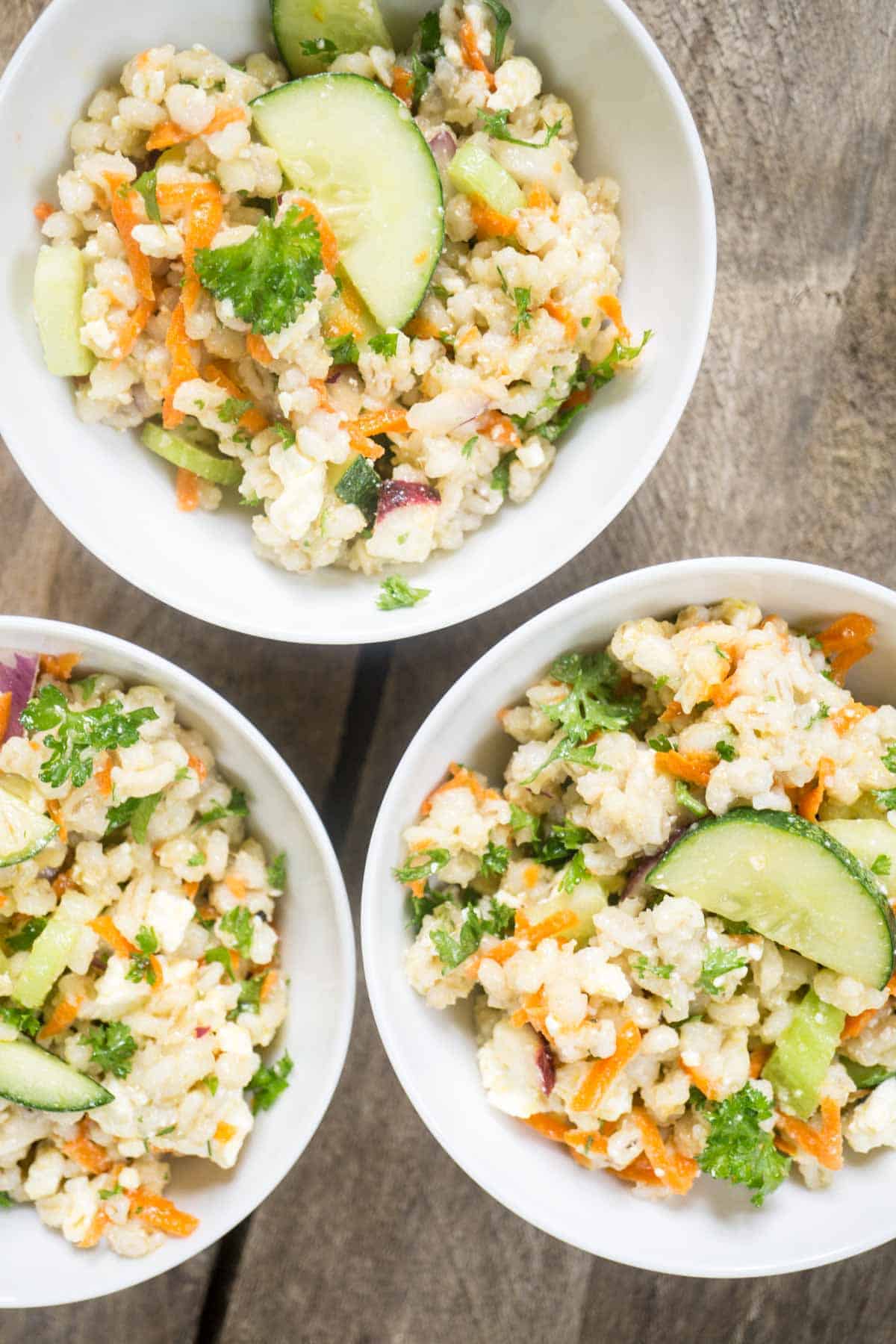 Barley Salad with a Lemon Garlic Dressing