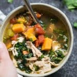 Kale soup with sweet potato and chicken