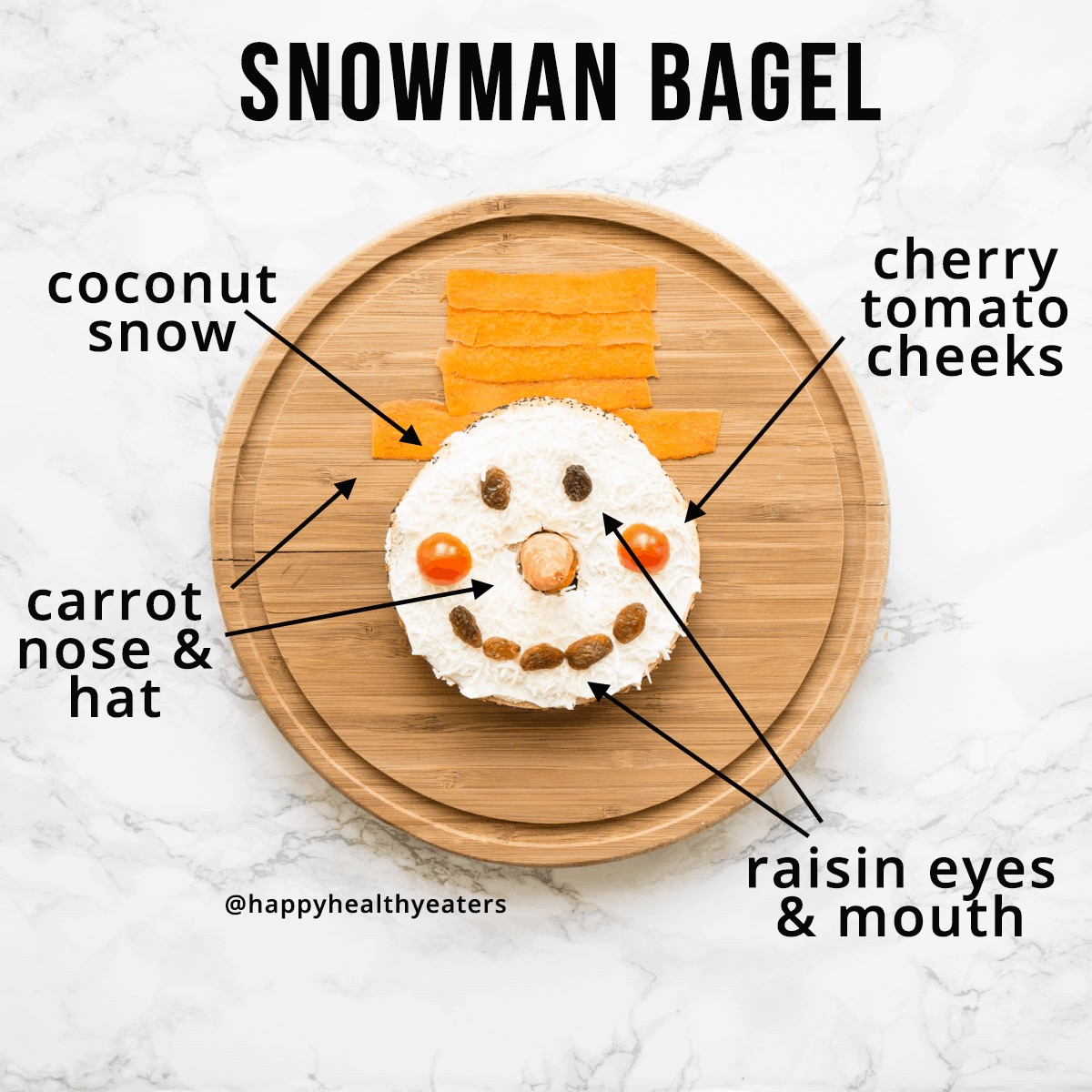Christmas Snacks: healthy and easy! Snowman Bagel