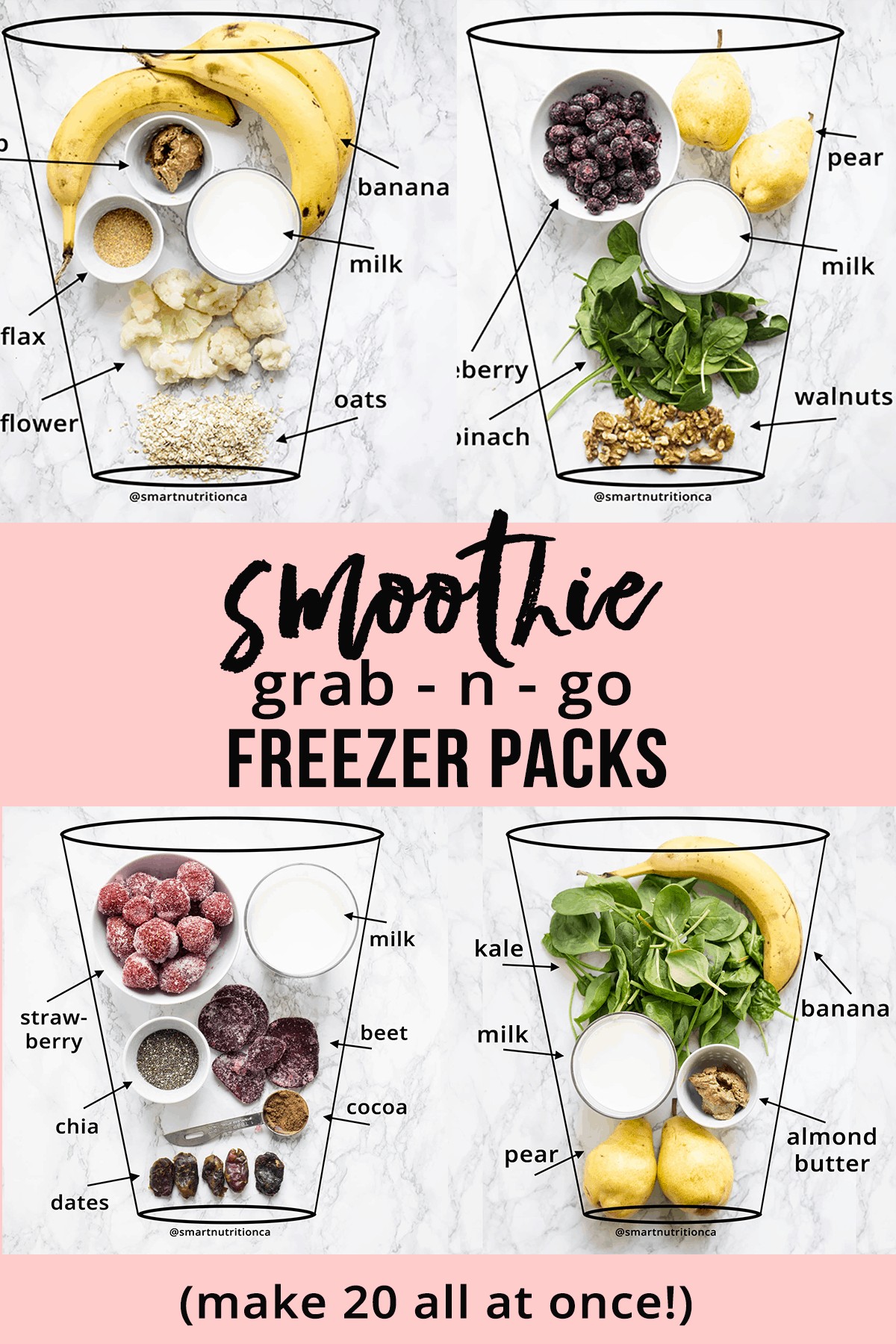 Make-Ahead Protein Smoothie Packs {3 Ways}