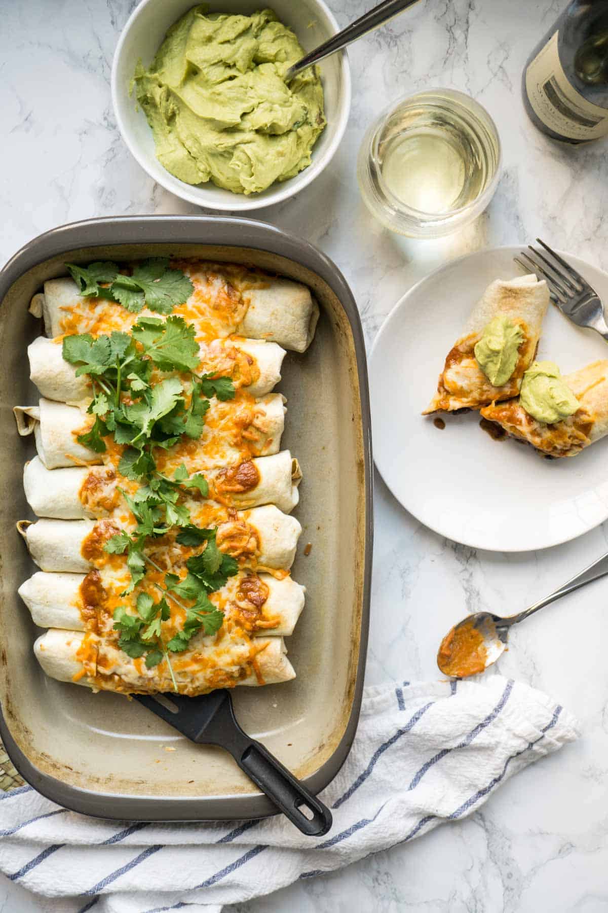 Black Bean Enchiladas with Avocado Cream Sauce