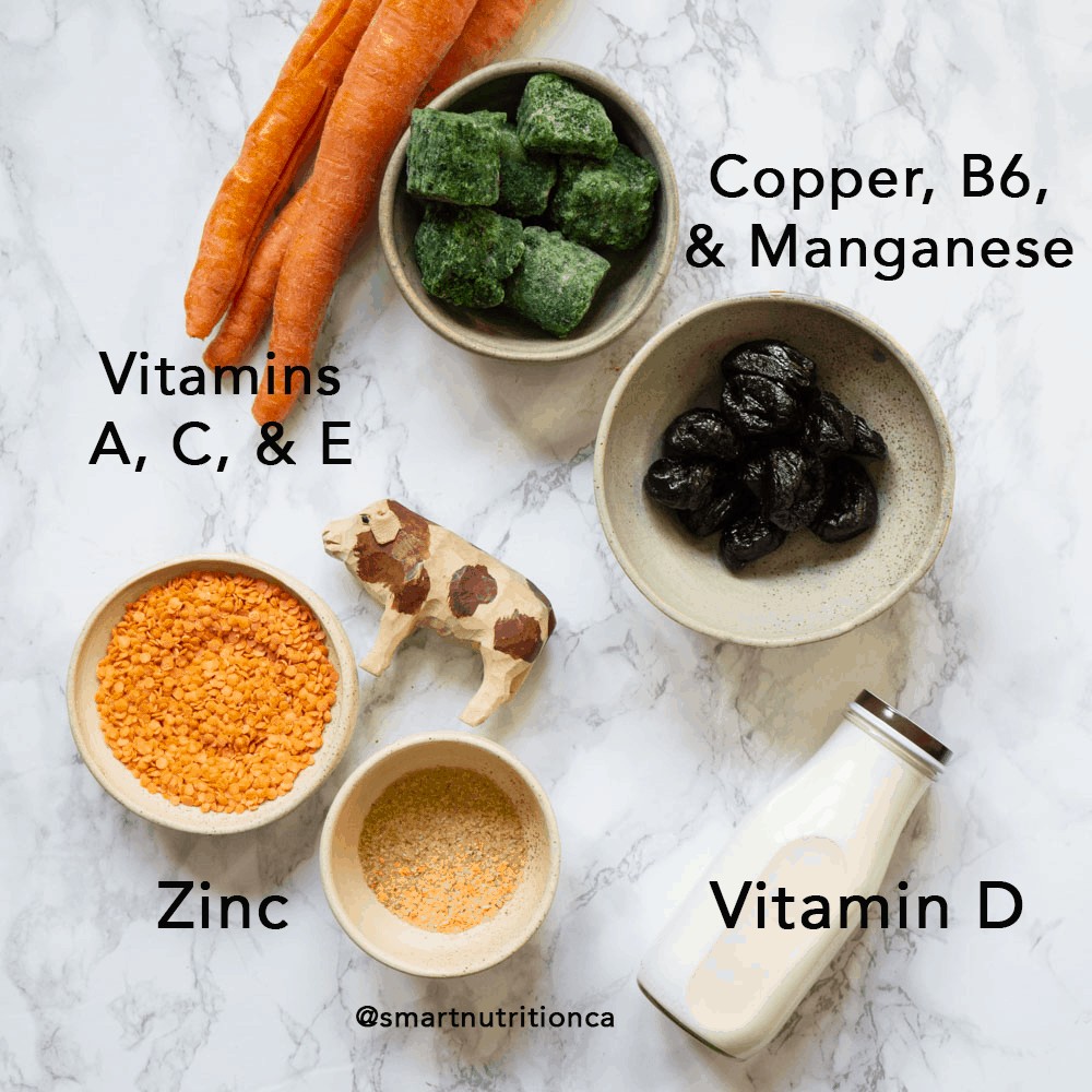 nutrients to support the immune system and foods that contain them