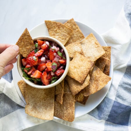 strawberry salsa with cinnamon chips