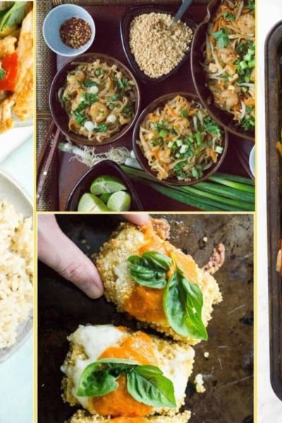 a collage of images of the suppers found in the supper club meal plan week 7