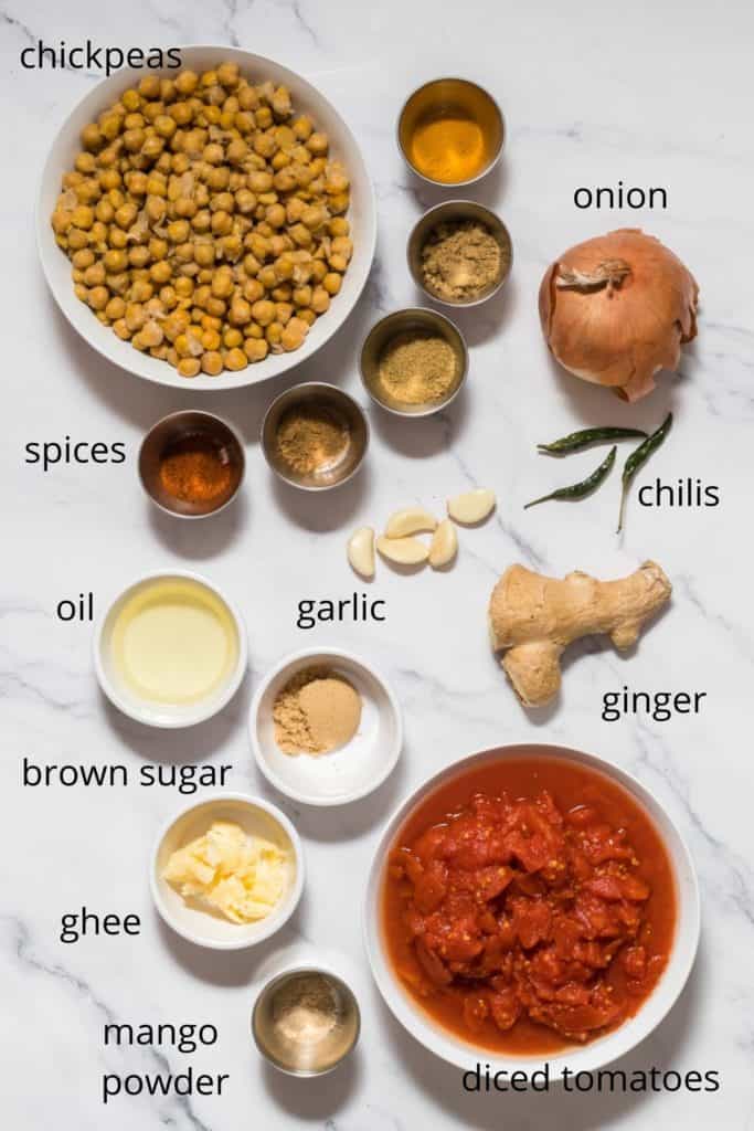 ingredients for easy chana masala